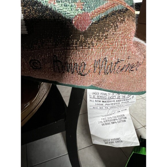 Anne Mortimer Christmas Cat Boat Nutcracker Tapestry Pillow 17x17 USA Vintage - Picture 6 of 8